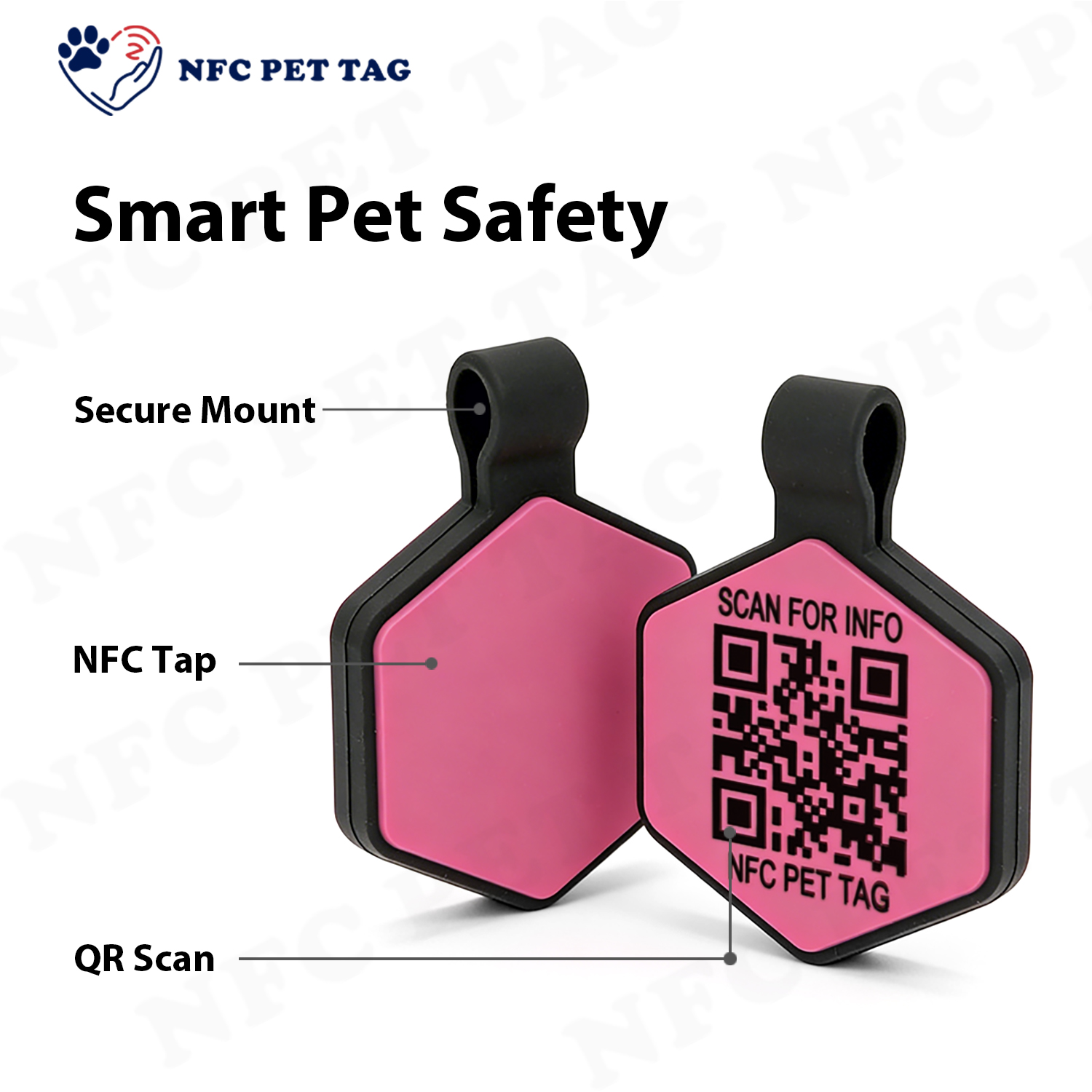 Anti-Lost Waterproof Silicone NFC Pet Tag Custom Design Logo Engraved Dog ID Tag