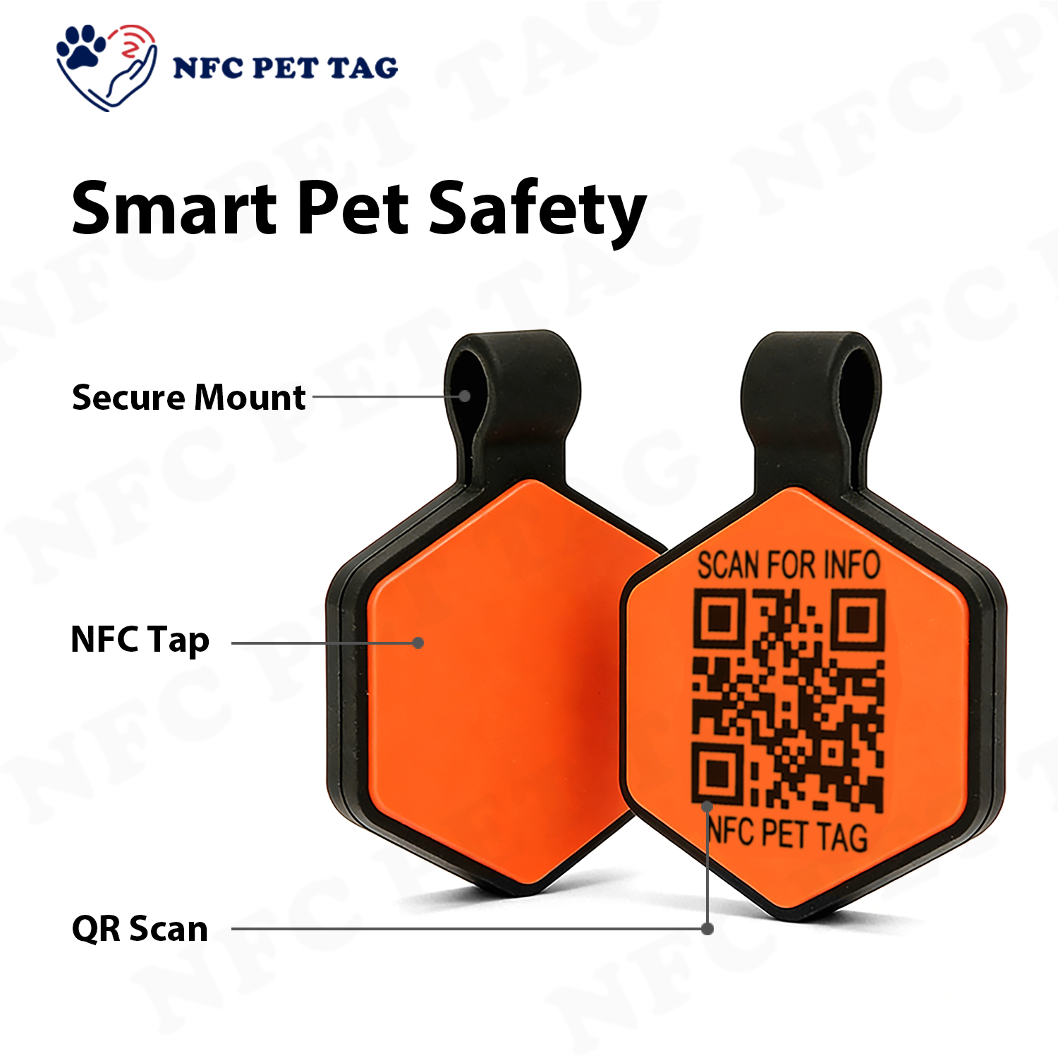 Silicone Cat ID Tag Thin NFC Smart QR Code Pet Tag, Personalized NFC Tag with Pet Dog ID