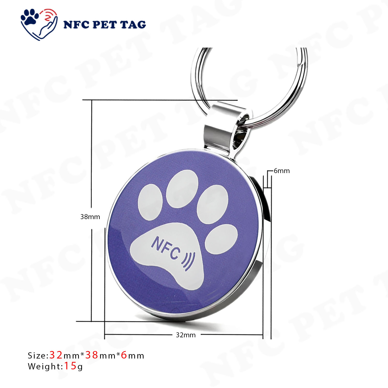 Medical Alert Engraved Metal Pet ID Tag Durable RFID Pet Safety Tag