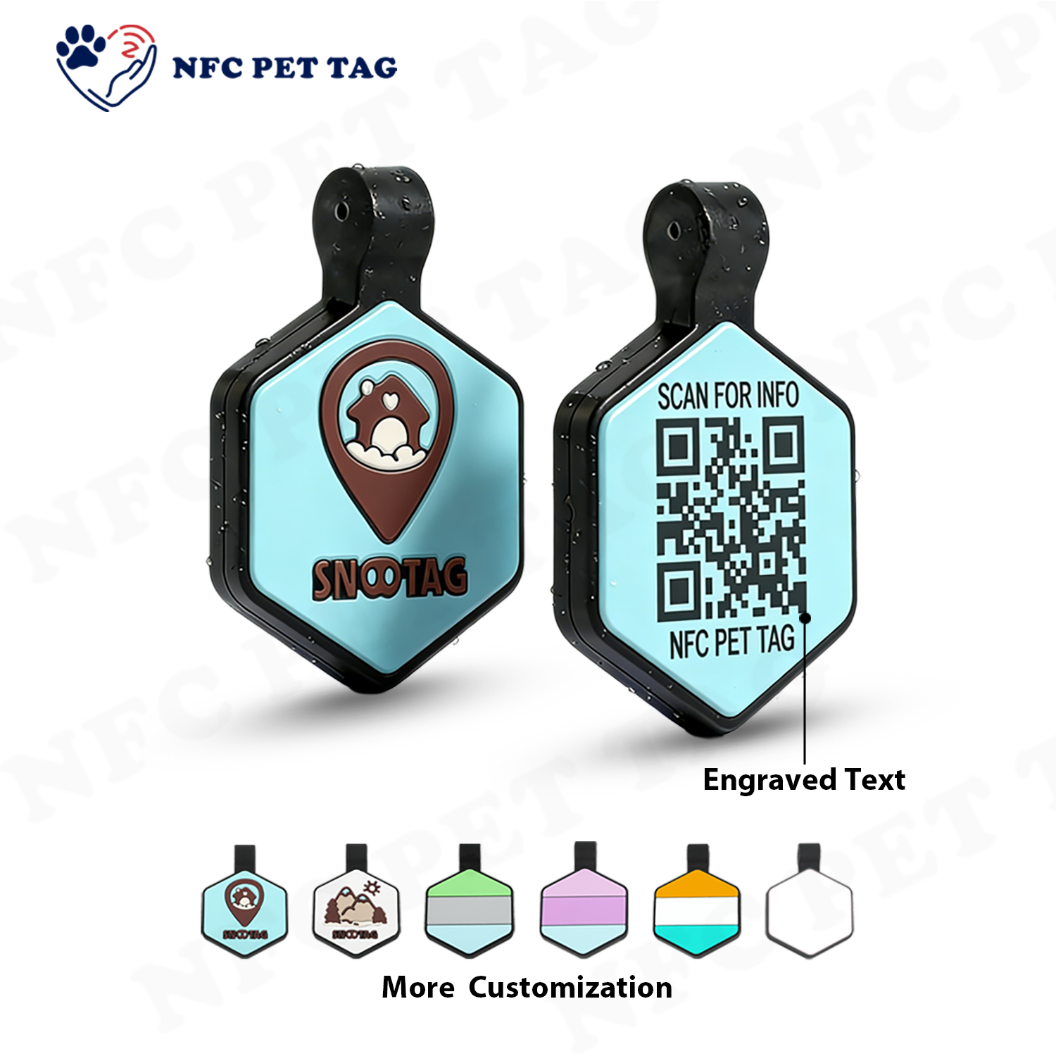 NTAG213 NFC RFID Silicone Pet Tag with QR Code For Pet Identification