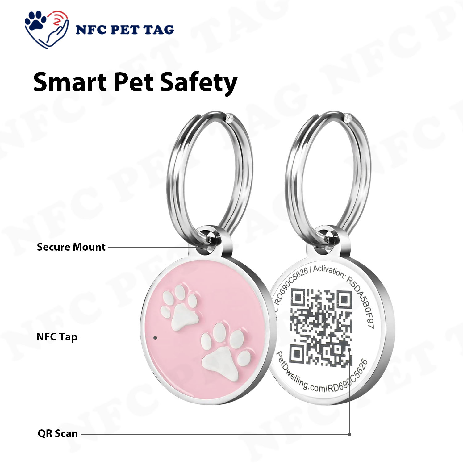NFC-Equipped Silent Metal Pet Tag  Corrosion Resistant Dual Function Pet Tag