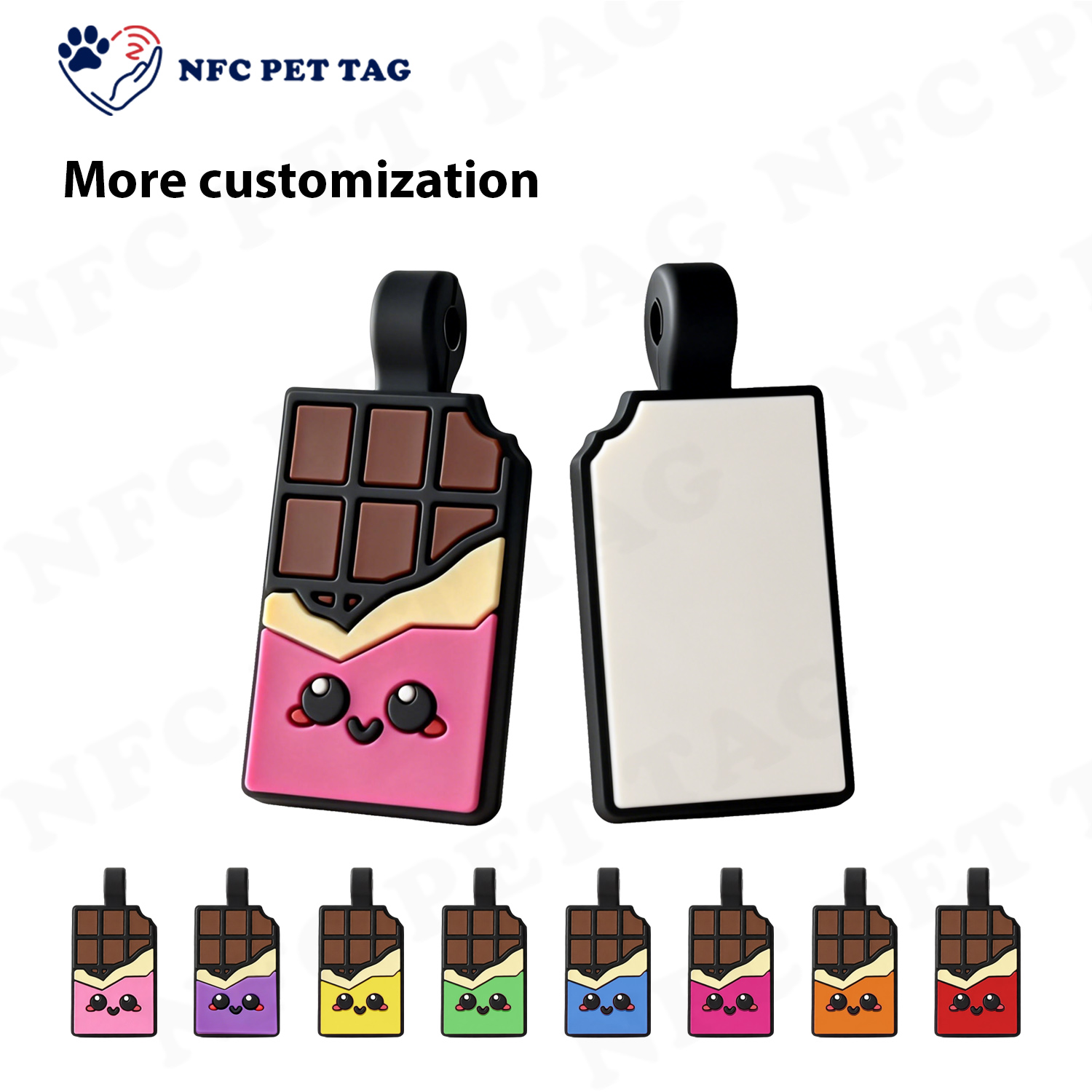 NFC Enabled with QR Code Waterproof Fade-Proof Silicone Pet ID Tag