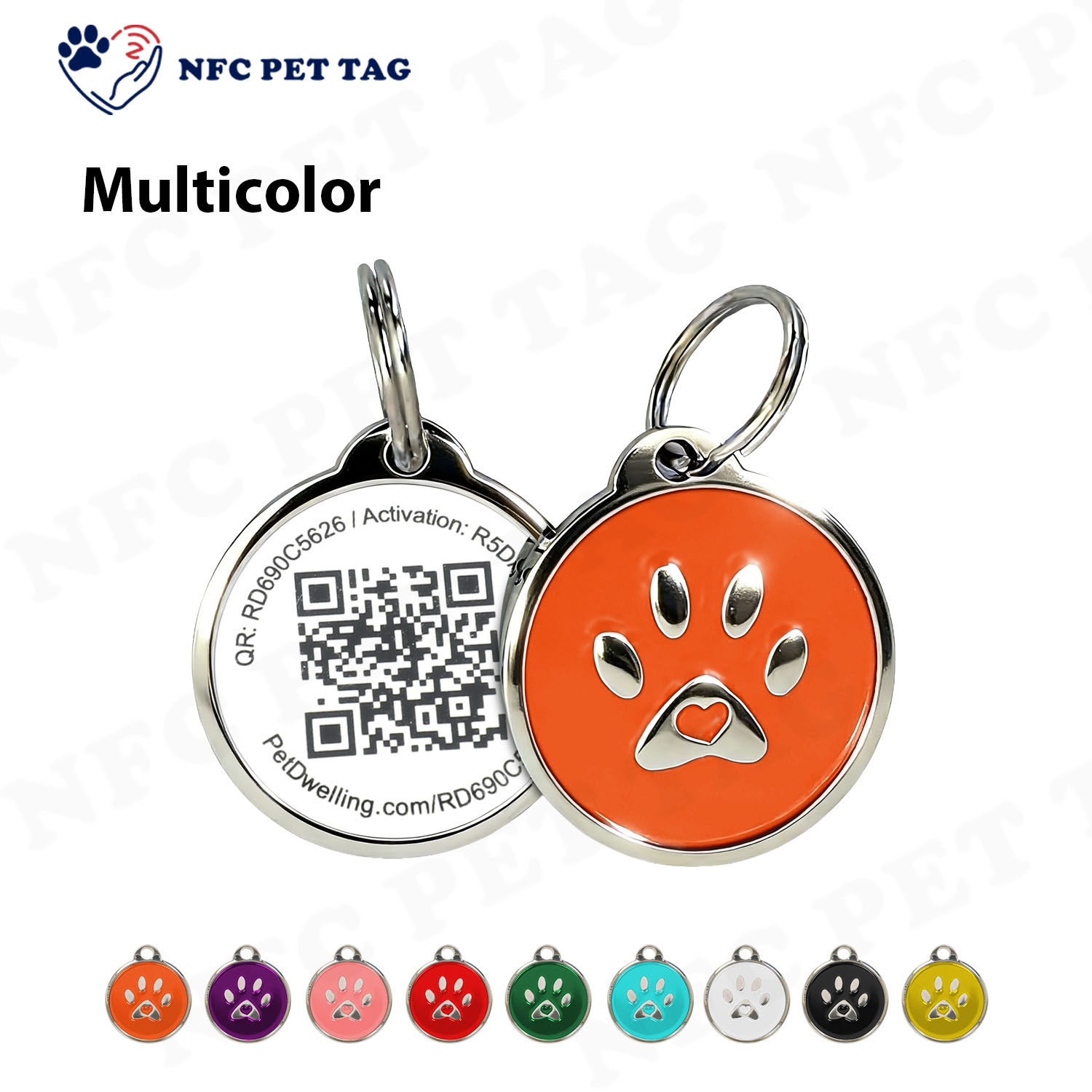 Programmable NFC Function PVC-Core Metal Epoxy Dog Collar Tag