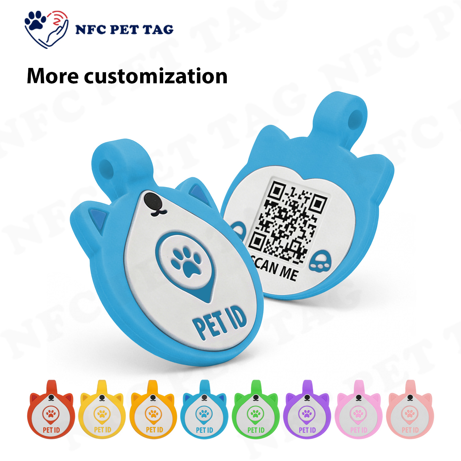 Sturdy Bendable TPE NFC Pet Tag Smudge Resistant QR Pet Tag