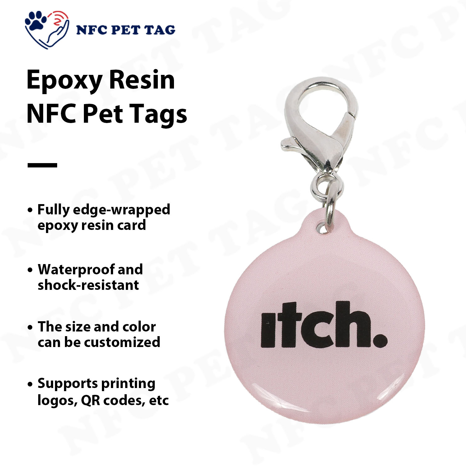 Heavy-Duty Medical Alert Engraved Pet Tag for Secure Pet Tracking Durable RFID Epoxy Pet ID Tag