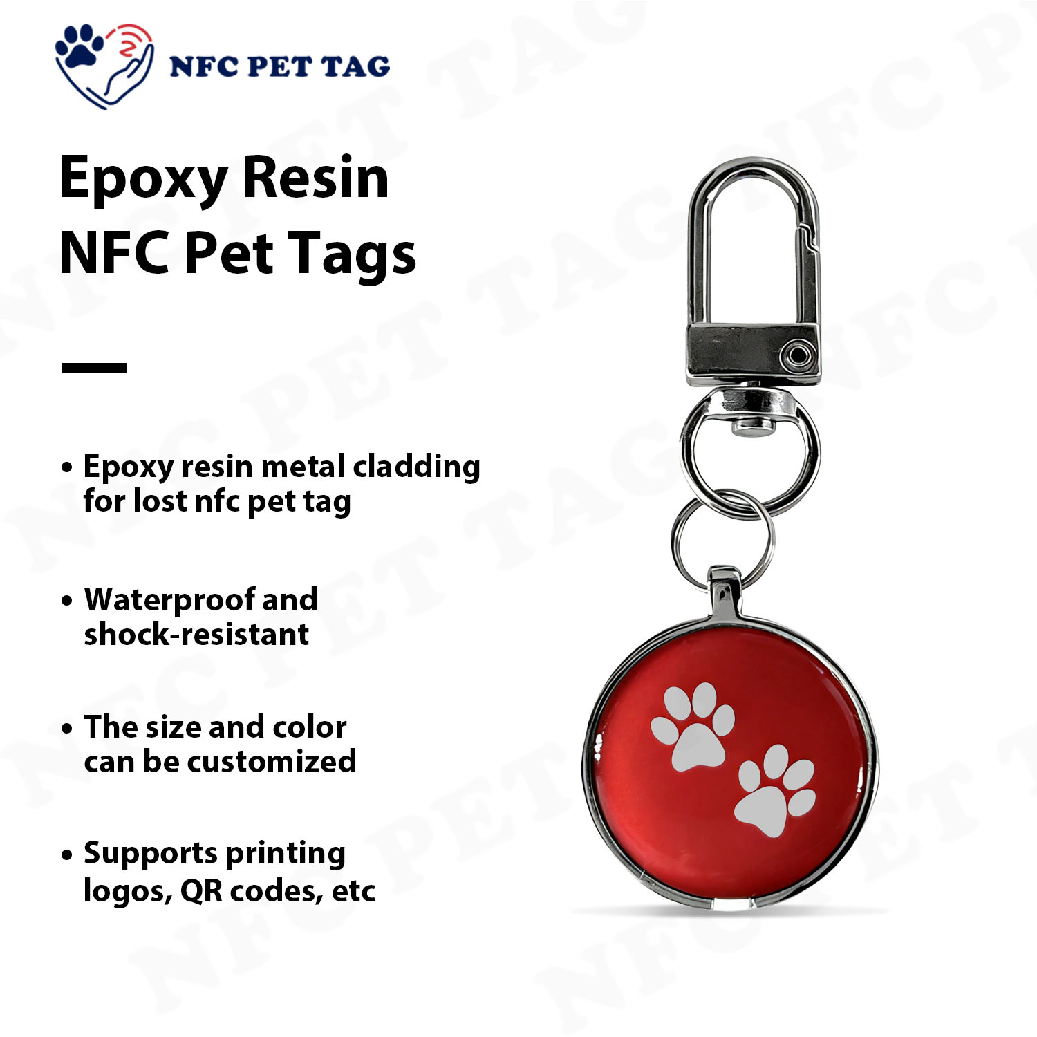 Pet Emergency Medical Alert RFID Safety Tag with Anti-Fade Engraving Durable Epoxy Pet ID Tag