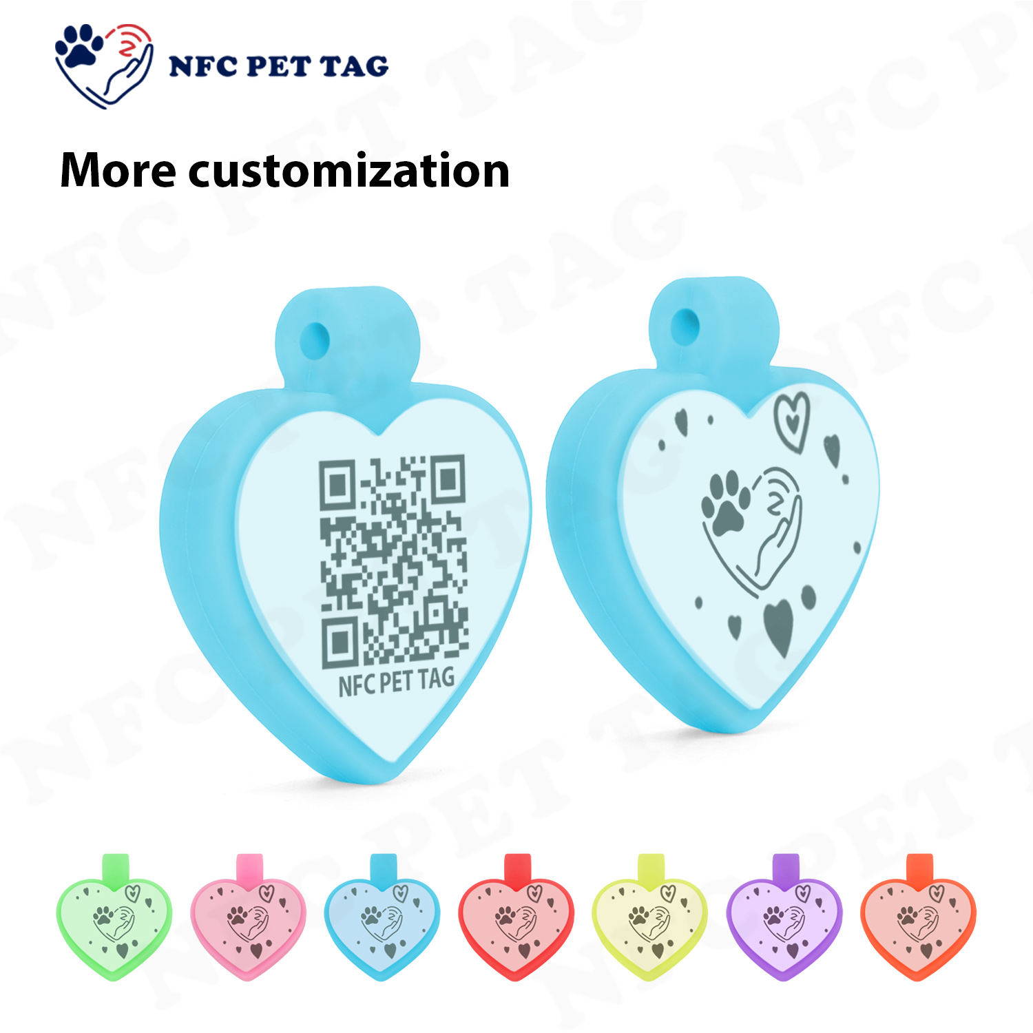 Fade-Proof Waterproof Silicone Pet Tag NFC Enabled with Fully Encased QR Code ID Tag