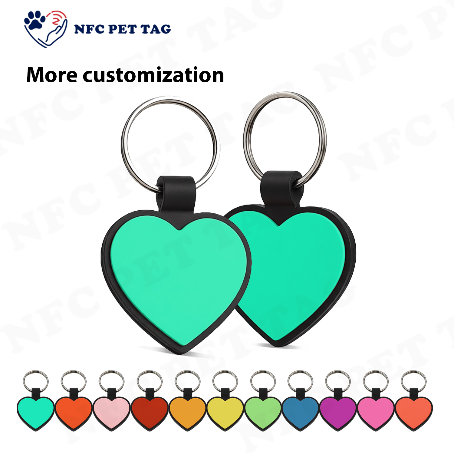 Dual ID Waterproof Silicone Pet Tag Embedded NFC Chip Encased QR Code Pet ID Tag