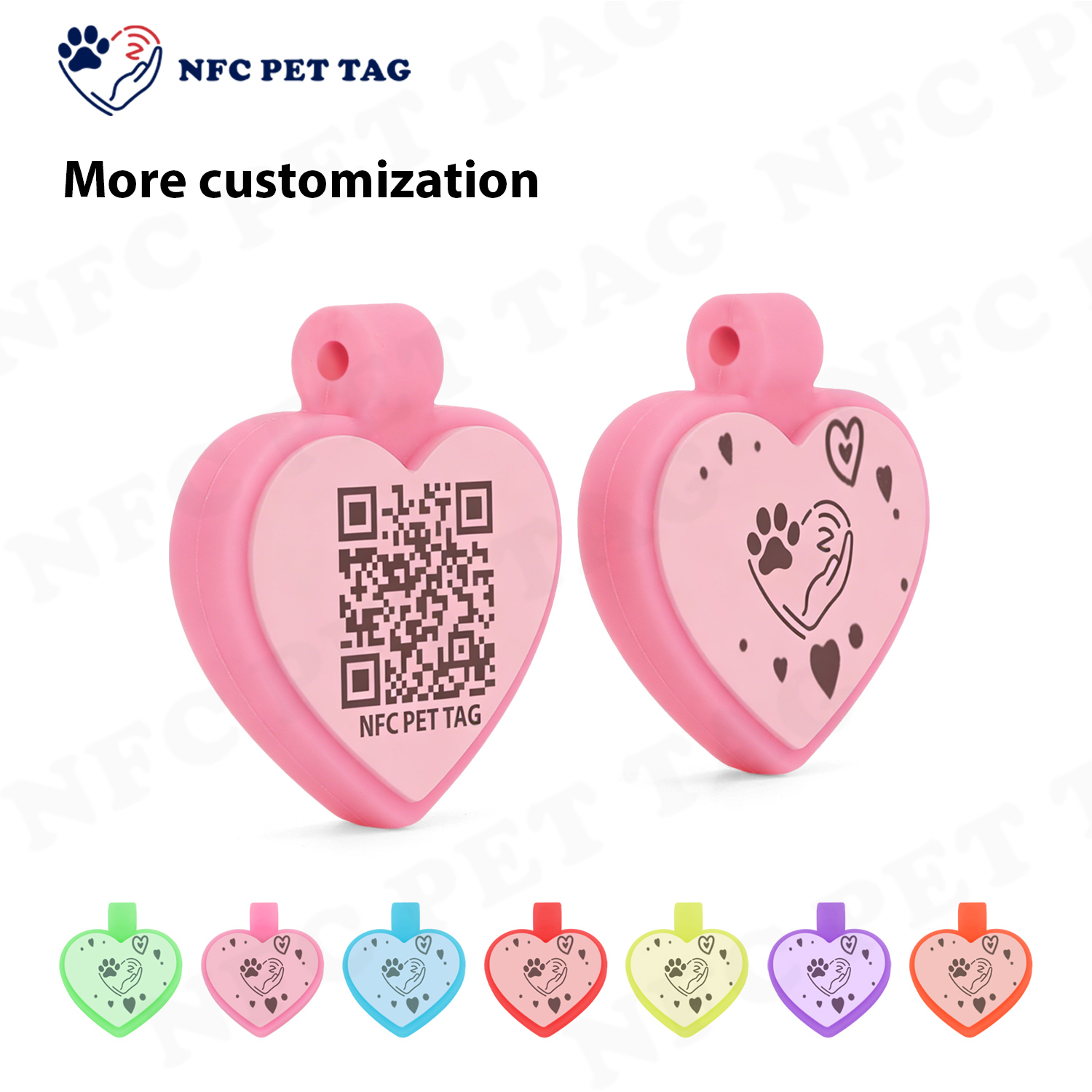 Premium Smart Pet ID Tag Waterproof Silicone with Encased QR Code NFC Pet Tag