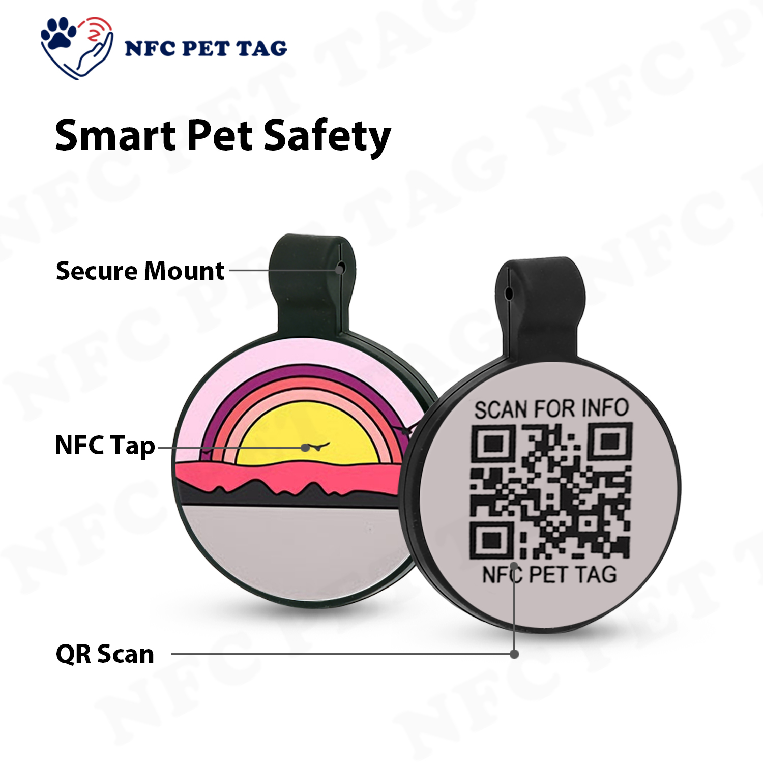 Cartoon-Style NFC Pet Tag Custom QR Code Designs for Adorable Pet Accessories
