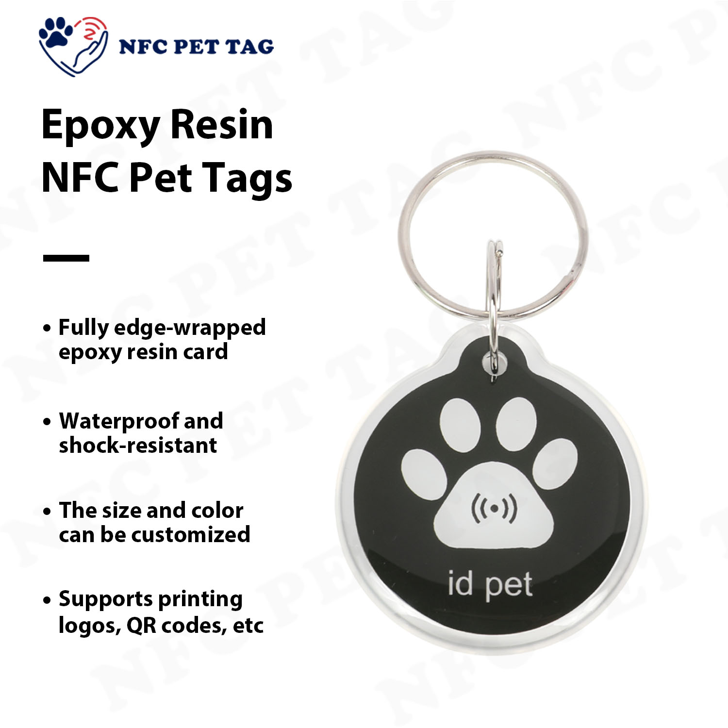 Custom Medical Alert Engraved Pet Safety Tag Durable RFID Epoxy Pet ID Tag