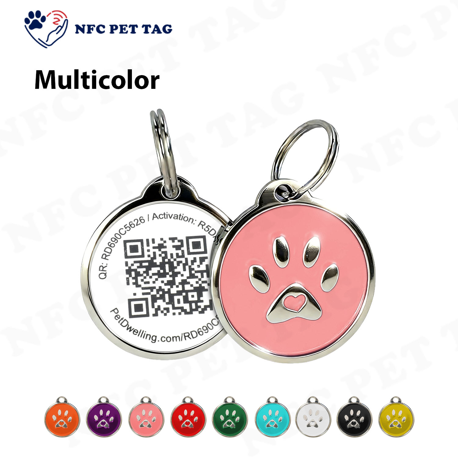 Programmable NFC PVC-Core Metal Epoxy Pet Tag for Dog Collars