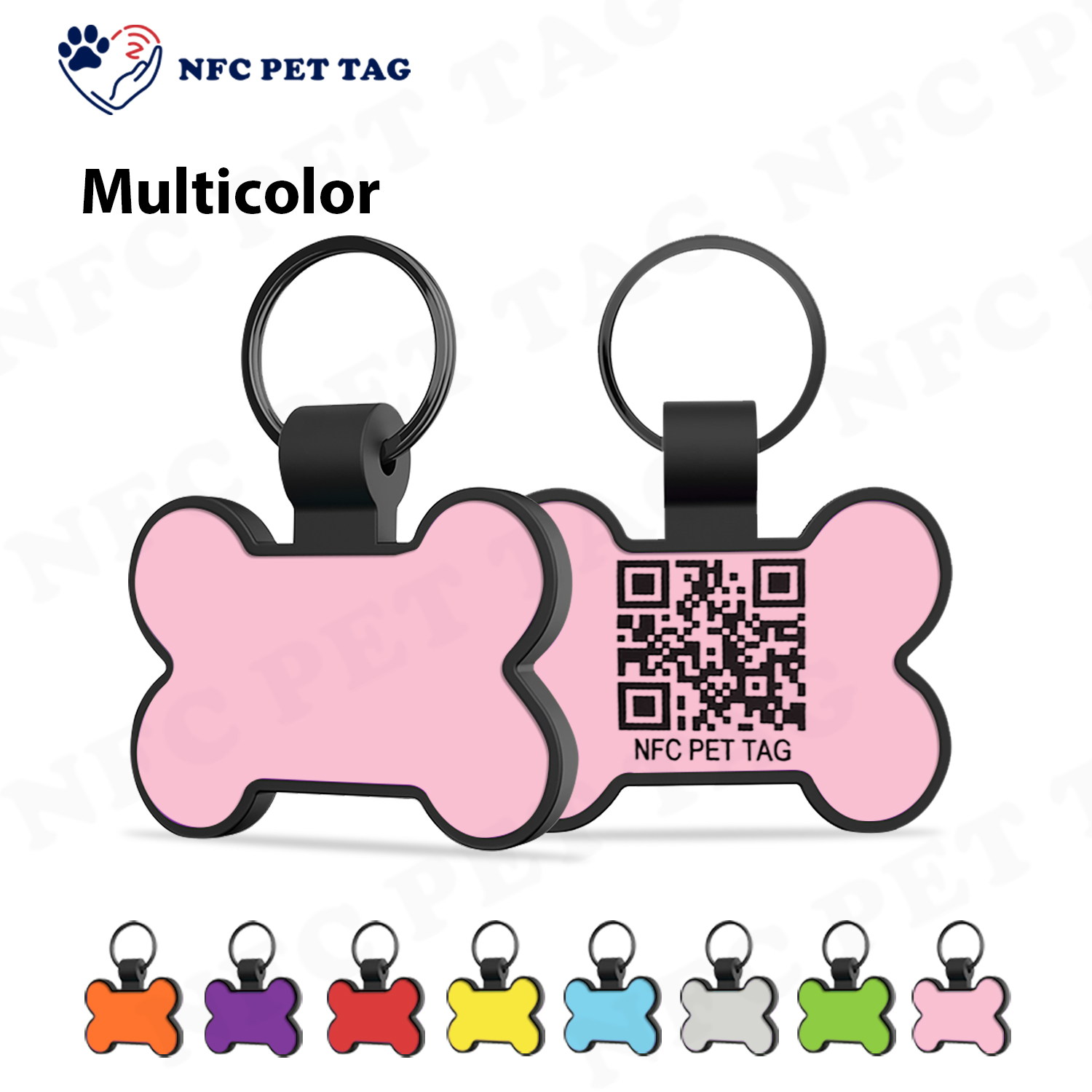 Cartoon-Style Editable NFC Personalized Engraving Silicone Pet Tag