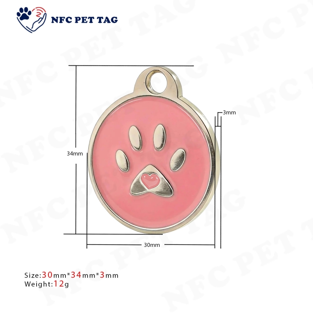 Programmable NFC PVC-Core Metal Epoxy Pet Tag for Dog Collars