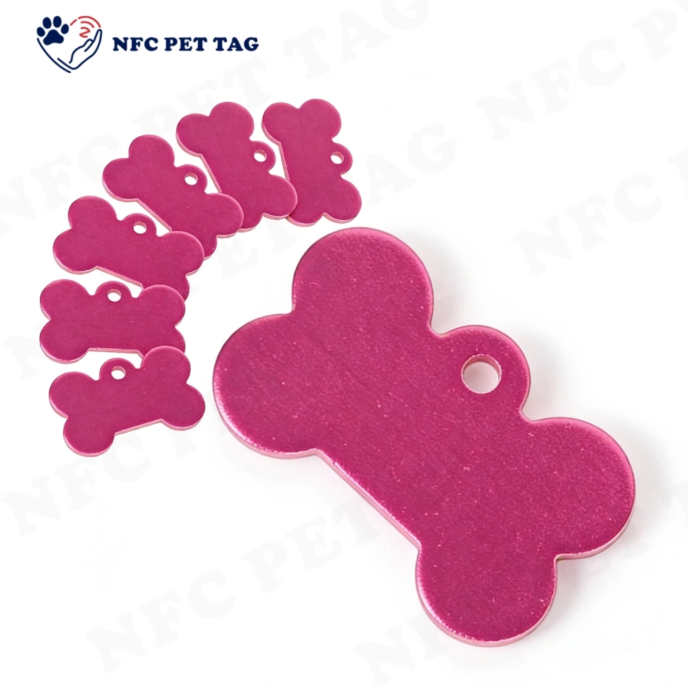 Cute Bone Shaped Metal Pet Tag Durable NFC Pet Monitoring Tag