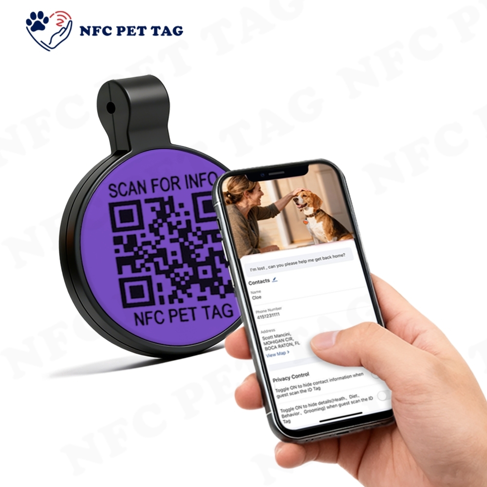 Cartoon-Style NFC Dog Tag Custom QR Code Decor Cute Pet ID Accessory