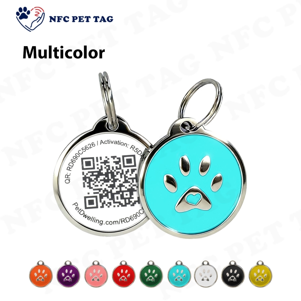 Durable PVC-Core Metal Epoxy Pet Tag Programmable NFC for Dog Collars