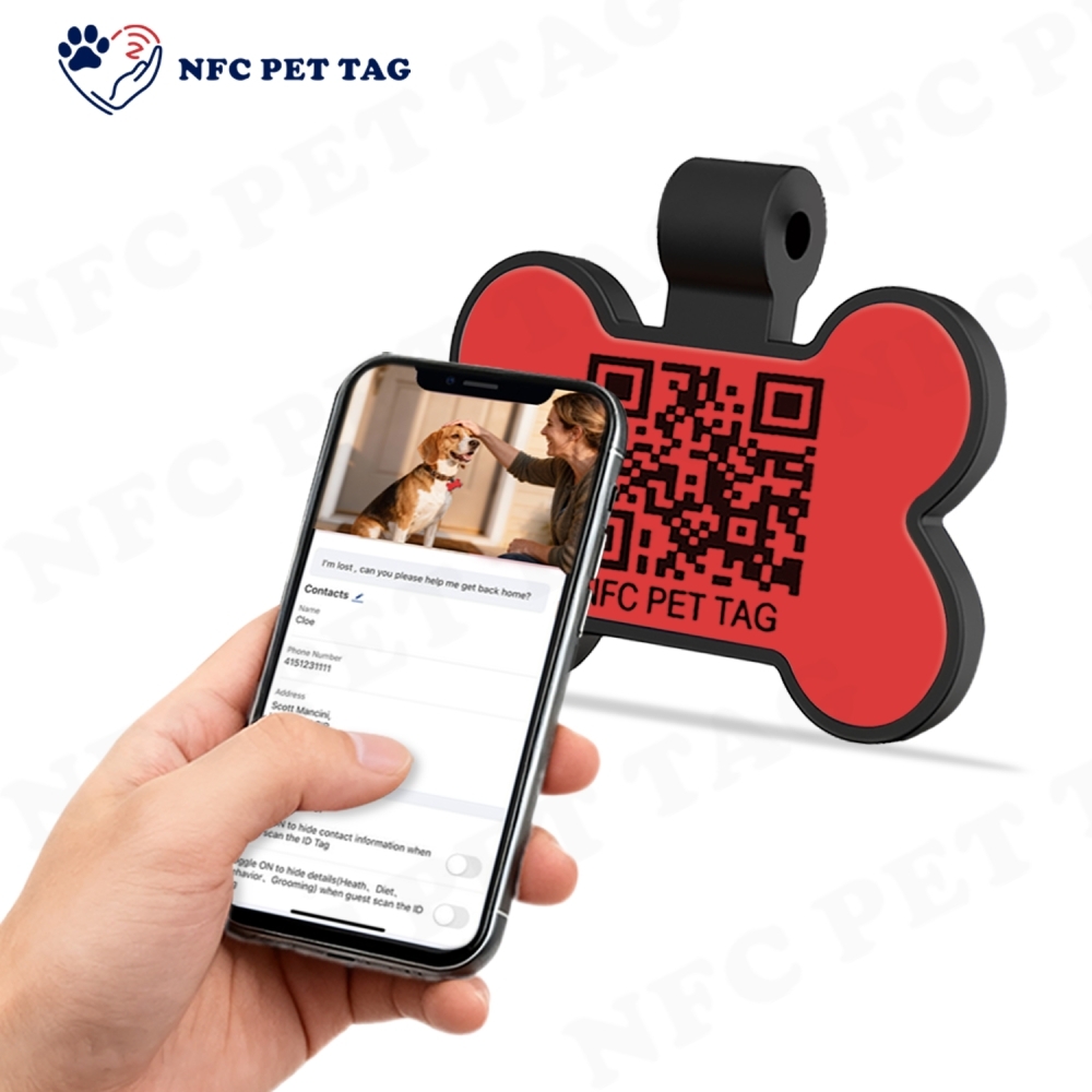 Cute Cartoon Silicone Pet Tag Editable NFC Custom Engraving QR Code Pet Tag