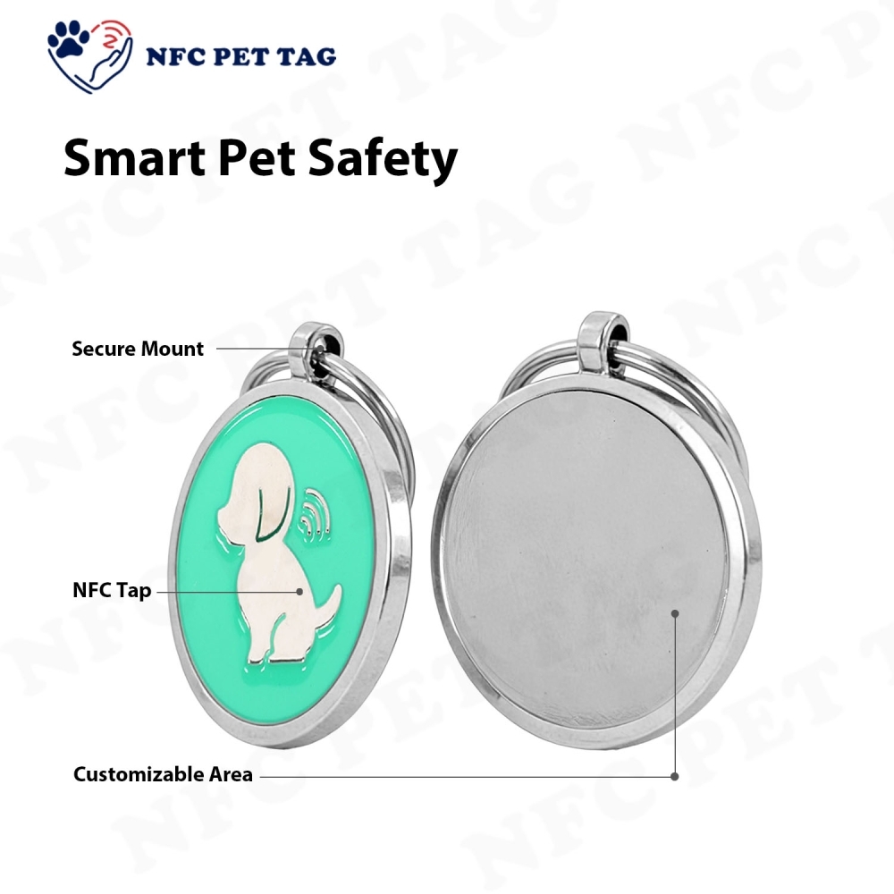 Dog Traction Rope Friendly Colored Epoxy Metal NFC Pet Tag