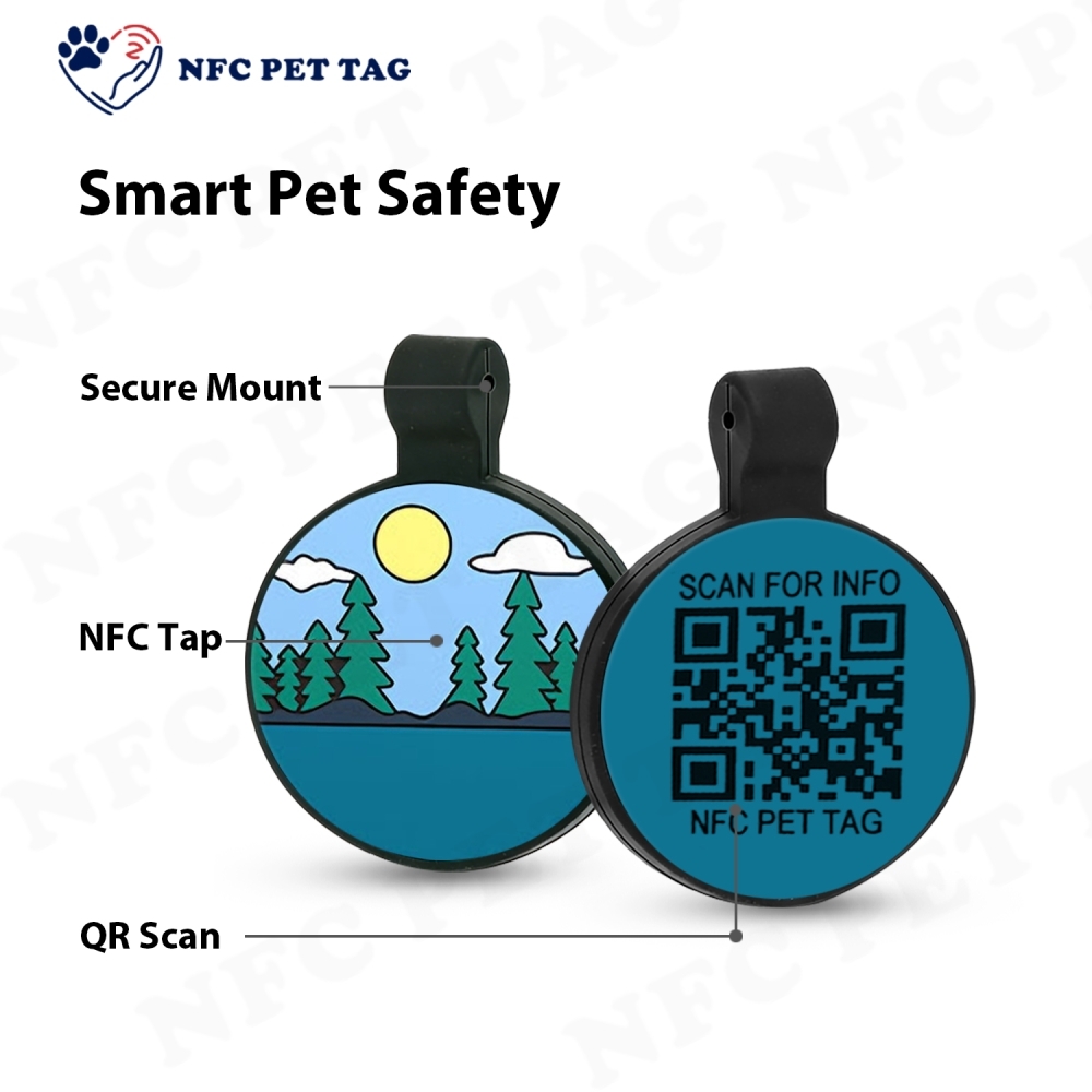 Personalized Silicone Pet Tag with RFID NFC QR Code Anti-Lost Tracking ID Pet Tag