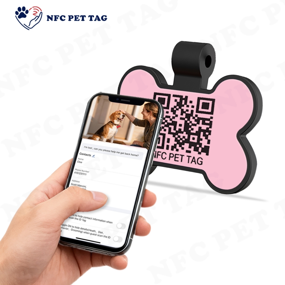 Cartoon-Style Editable NFC Personalized Engraving Silicone Pet Tag