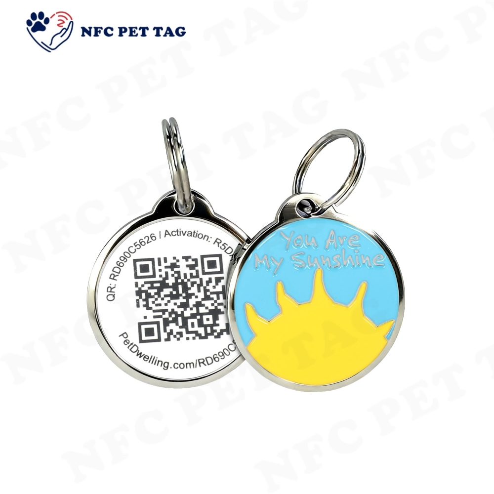 Corrosion Resistant Durable Metal Pet ID Tag QR Code Dog Collar Tag