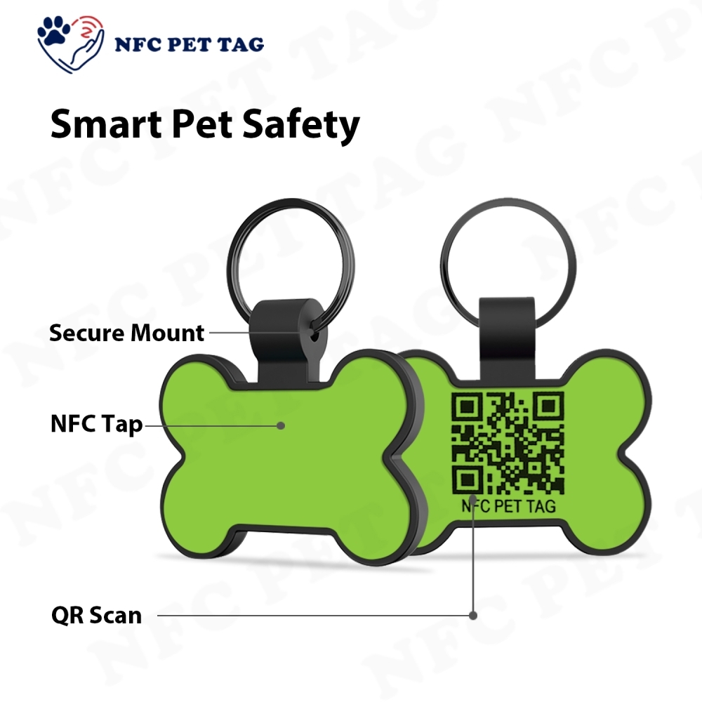 Cute Cartoon Pattern Personalized Name Engraved QR Code NFC Silicone Pet Tag