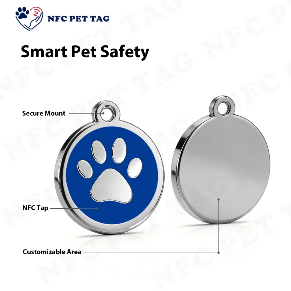 Silent Dual-Function Metal Pet Tag Corrosion Resistant NFC-Enabled Pet Tag