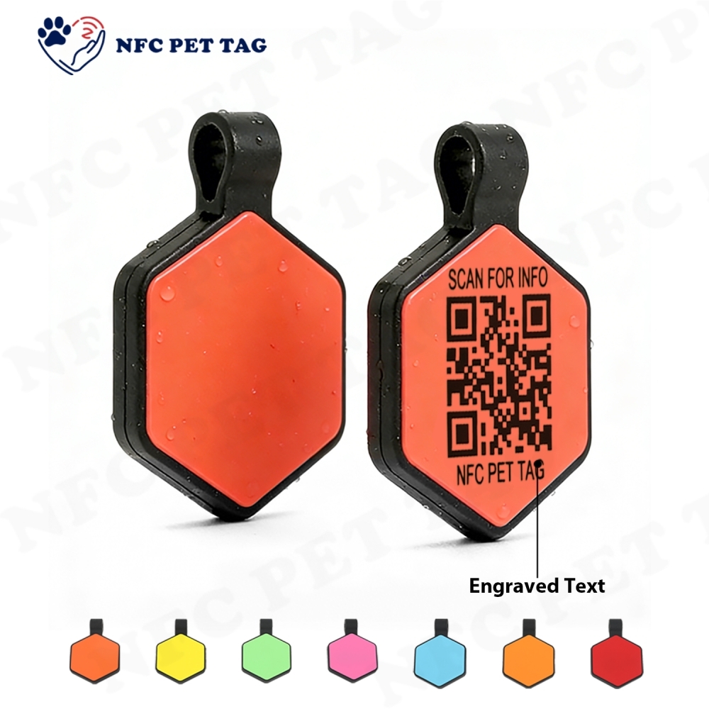 Silicone Cat ID Tag Thin NFC Smart QR Code Pet Tag, Personalized NFC Tag with Pet Dog ID