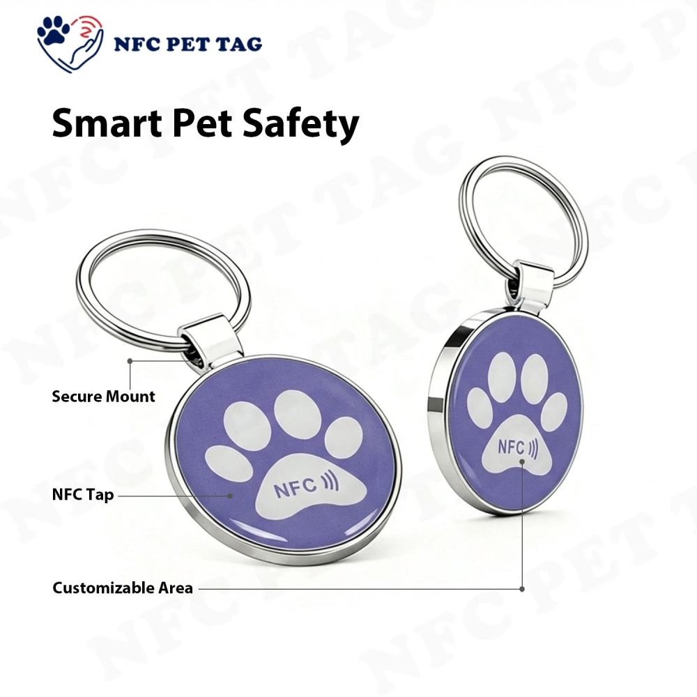 Medical Alert Engraved Metal Pet ID Tag Durable RFID Pet Safety Tag