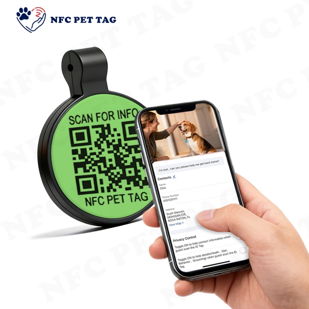 Waterproof NFC Pet Tag Anti-lost QR Pet ID Tag for Dog