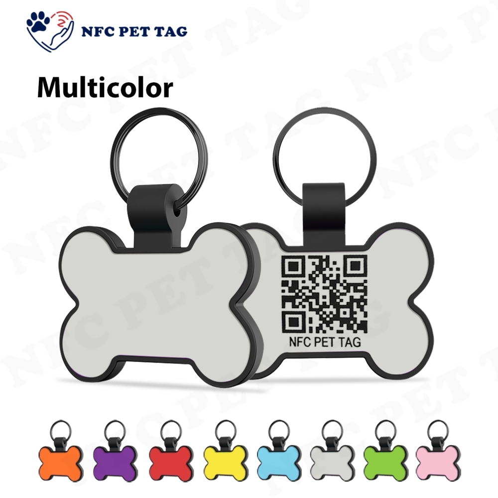 QR Code & Editable NFC Dual-Trace Cute Cartoon Personalized Silicone Pet Tag