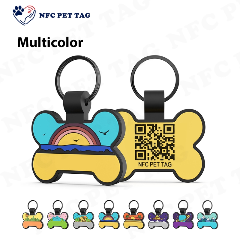Customizable Silicone Pet Dog Tag New Mute Bone NFC Dog Cat Tag