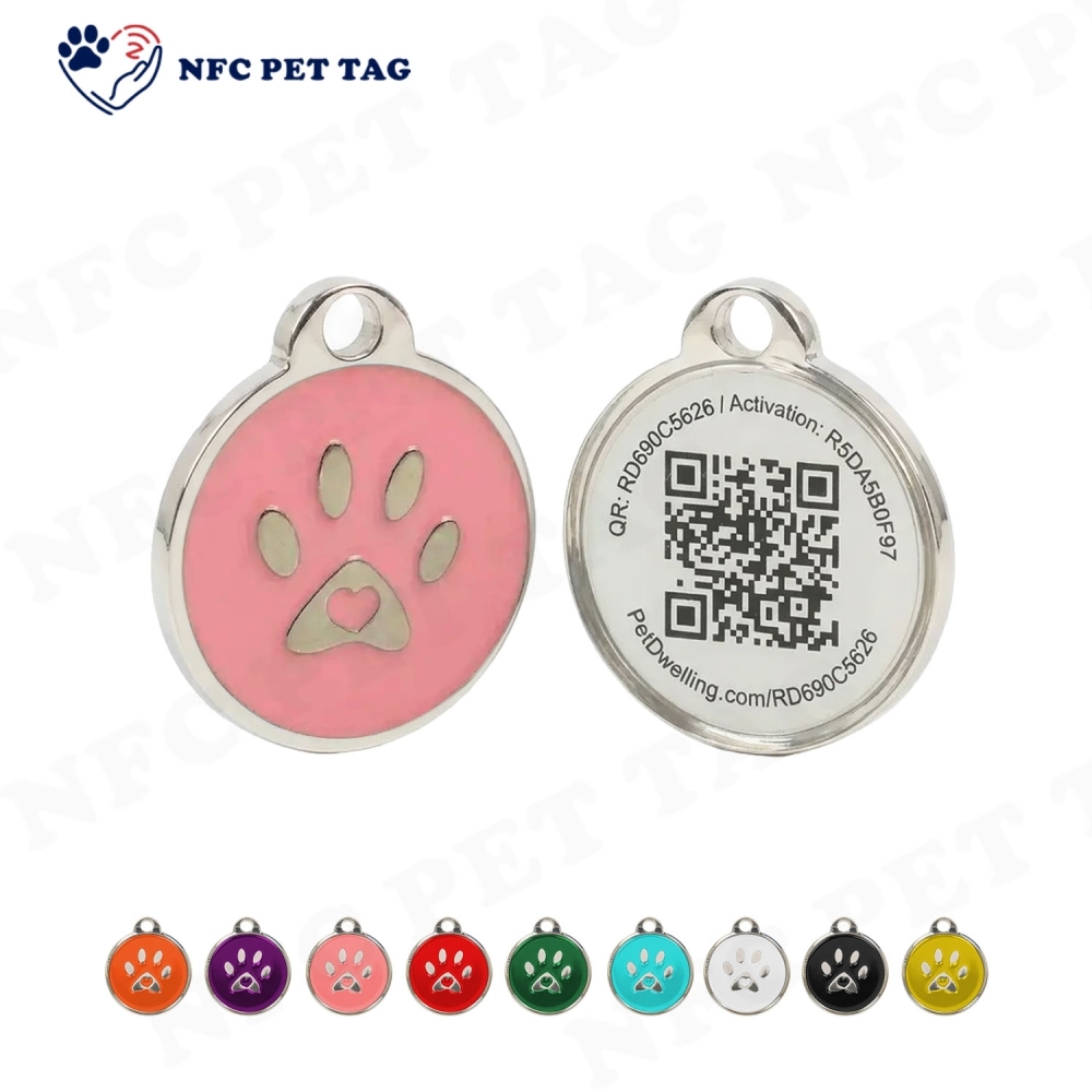 Programmable NFC PVC-Core Metal Epoxy Pet Tag for Dog Collars