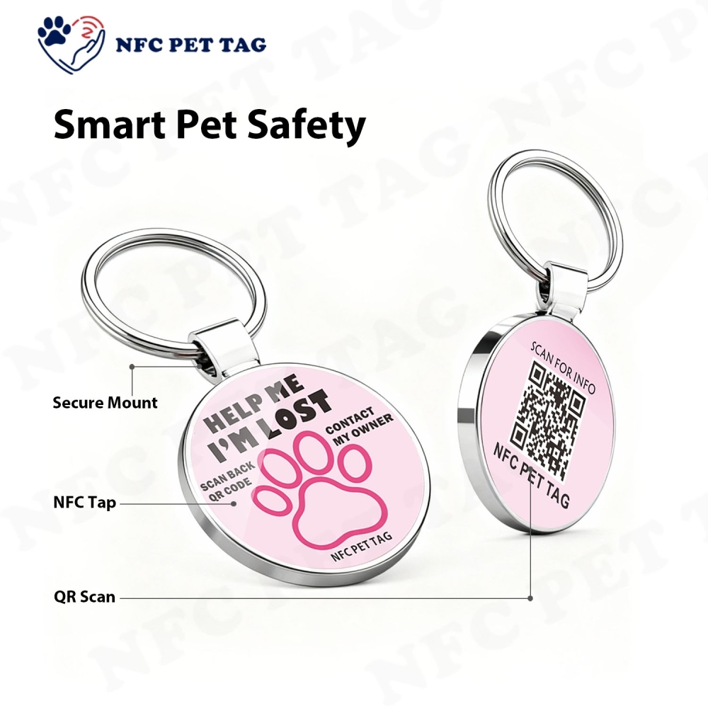 Scratch-Resistant Epoxy-Coated Metal NFC Zinc Alloy Pet Identification Tag