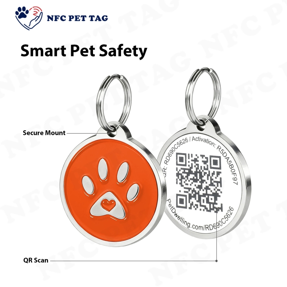Programmable NFC Function PVC-Core Metal Epoxy Dog Collar Tag
