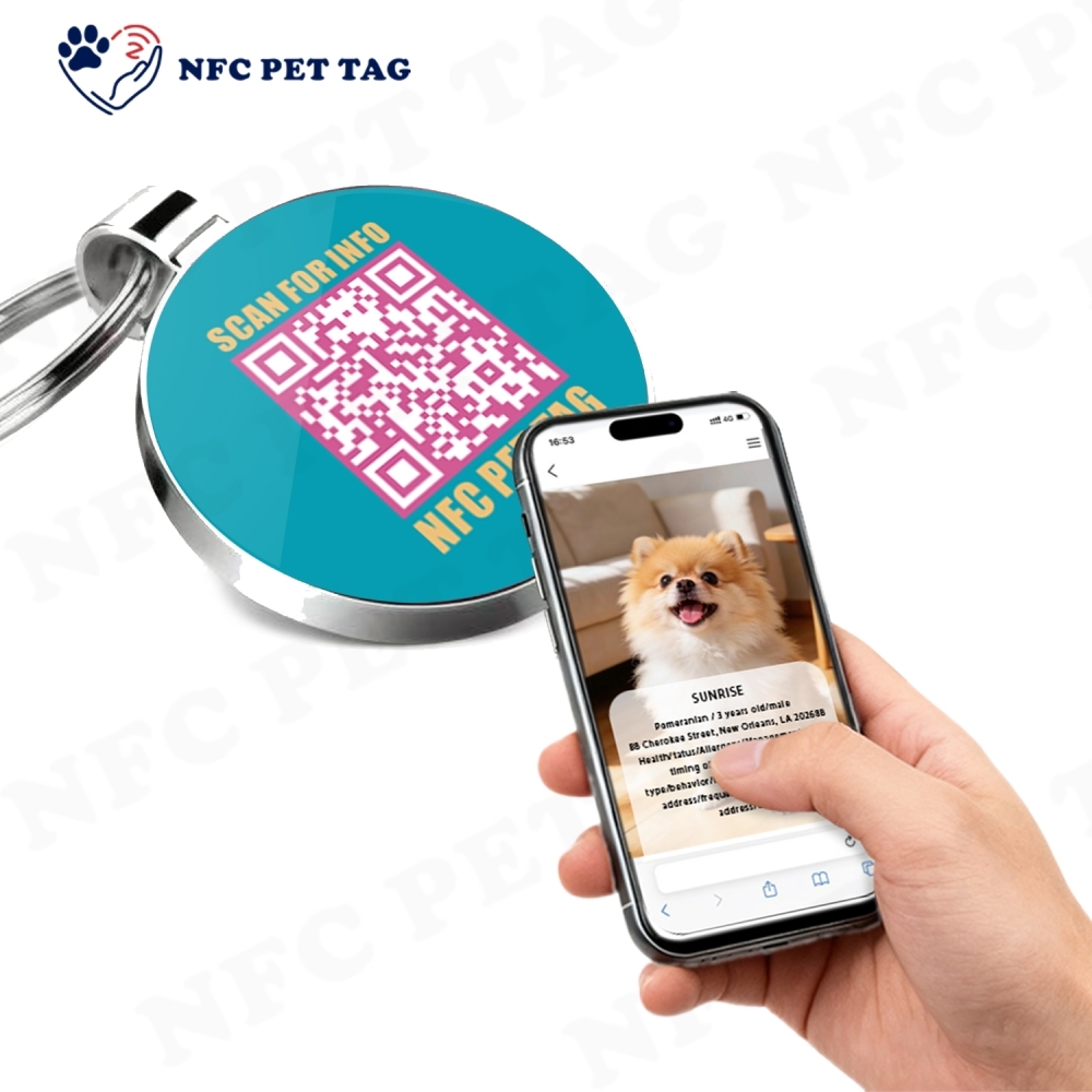 Anti-Fade Epoxy-Coated Zinc Alloy NFC Metal Pet Identification Tag