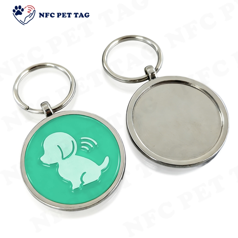 Dog Traction Rope Friendly Colored Epoxy Metal NFC Pet Tag