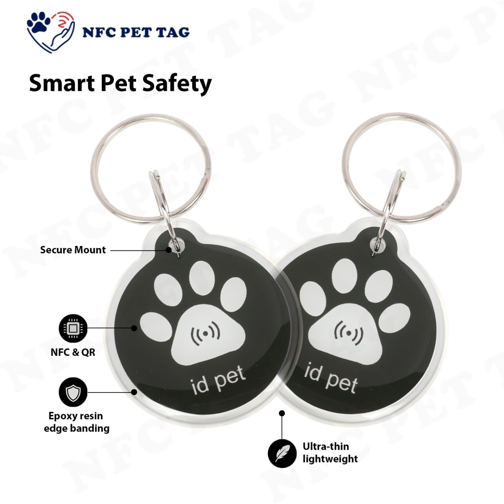 Custom Medical Alert Engraved Pet Safety Tag Durable RFID Epoxy Pet ID Tag