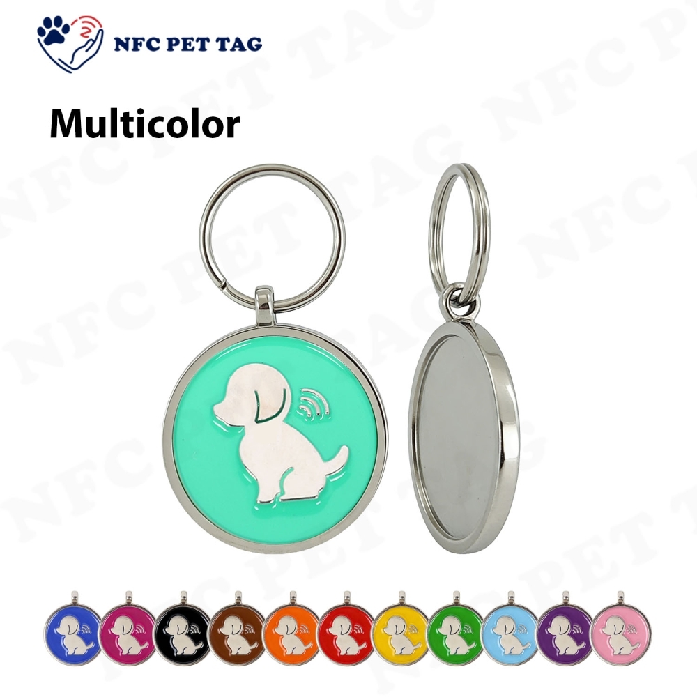Dog Traction Rope Friendly Colored Epoxy Metal NFC Pet Tag