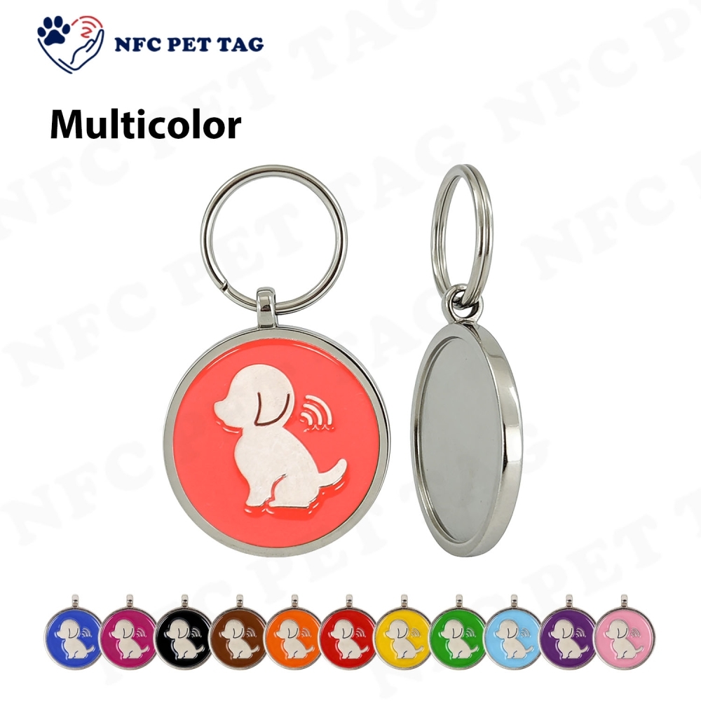 Colored Epoxy Metal Training Dog Traction Rope Tag NFC Pet Tag