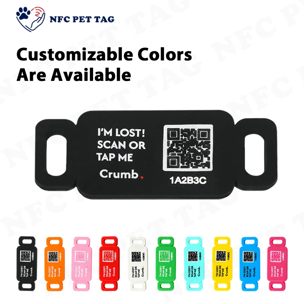 Lightweight Silicone Pet Tag with Text Name NFC and QR Code