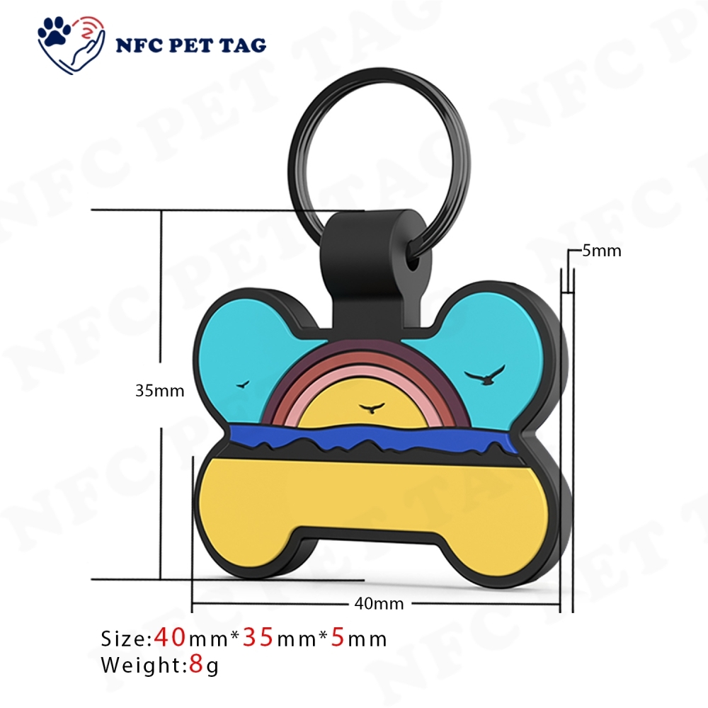Customizable Silicone Pet Dog Tag New Mute Bone NFC Dog Cat Tag