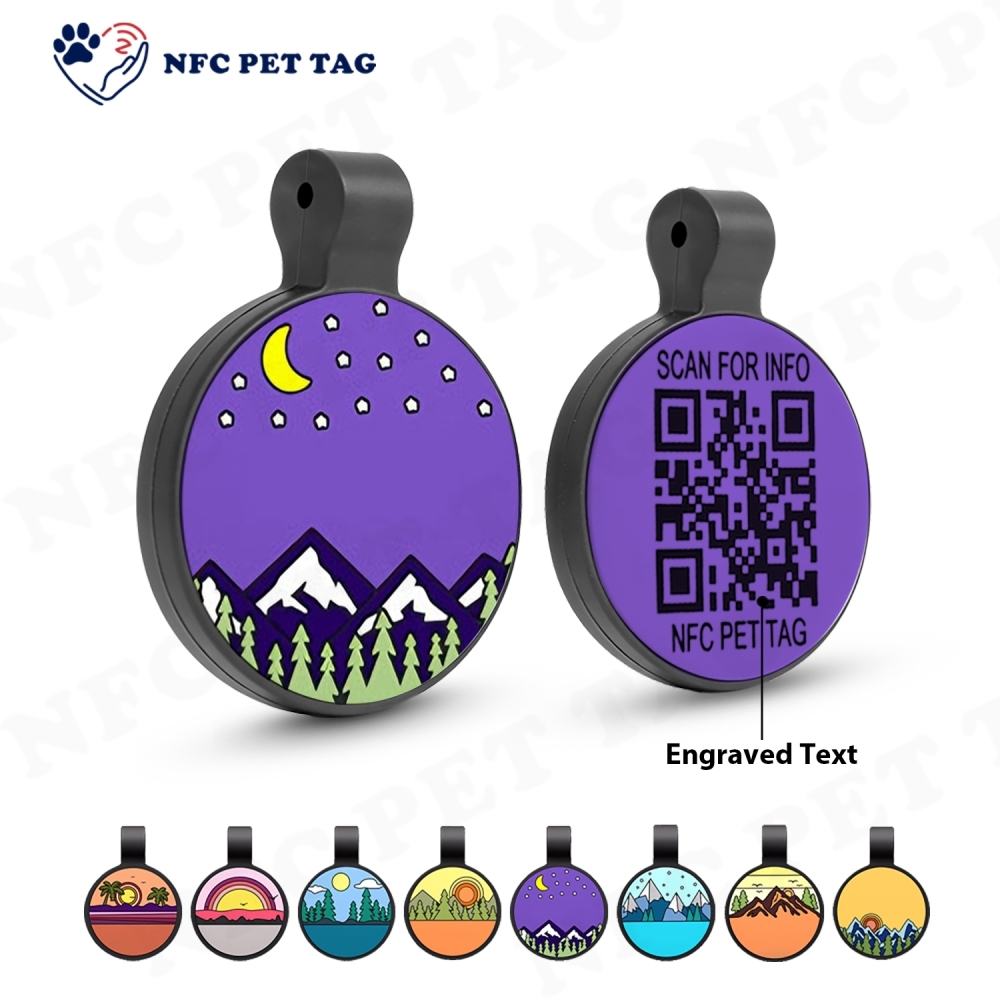 Cartoon-Style NFC Dog Tag Custom QR Code Decor Cute Pet ID Accessory