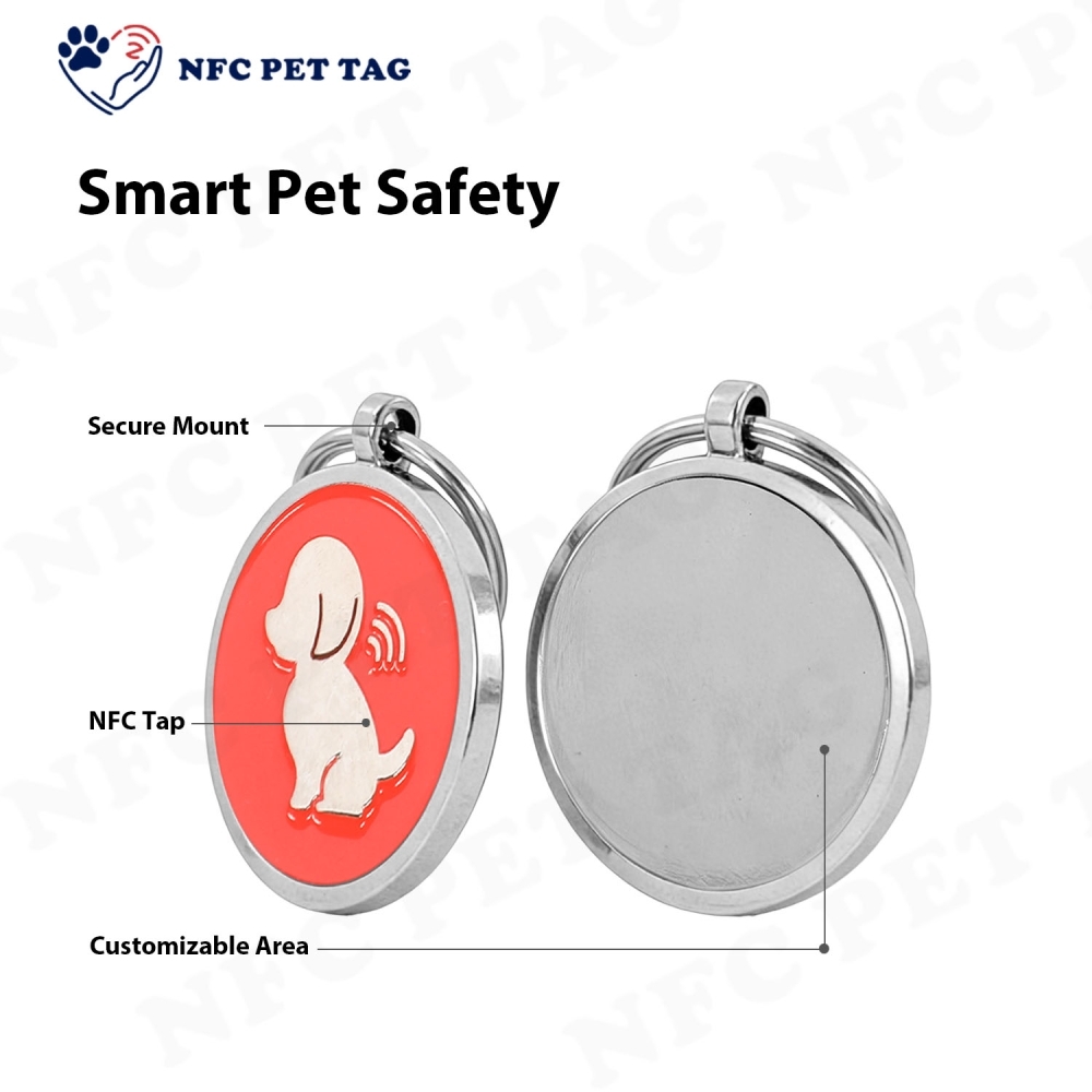 Colored Epoxy Metal Training Dog Traction Rope Tag NFC Pet Tag