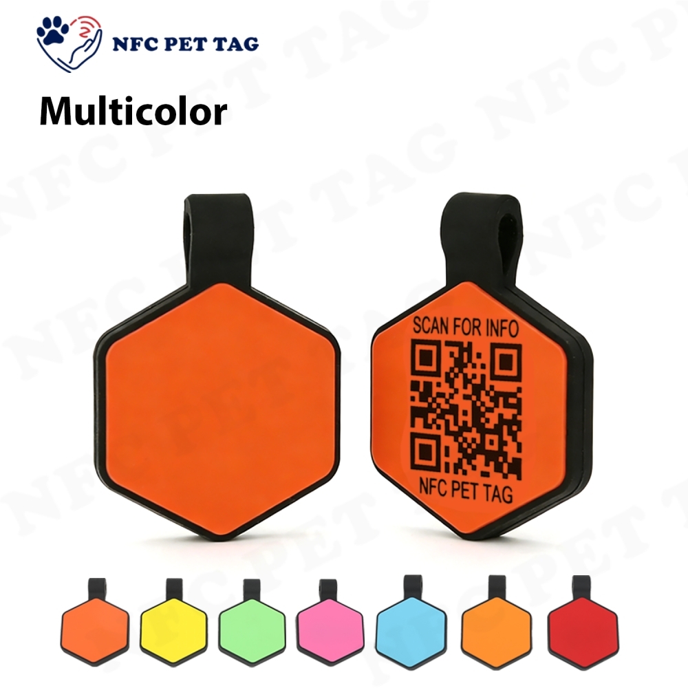 Silicone Cat ID Tag Thin NFC Smart QR Code Pet Tag, Personalized NFC Tag with Pet Dog ID
