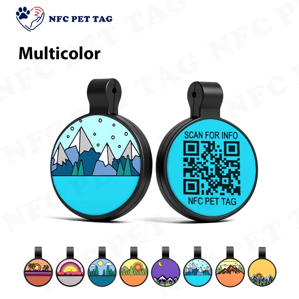 Customizable Silicone Pet Tag 3-in-1 RFID NFC QR Anti-Lost Tracking Pet Tag