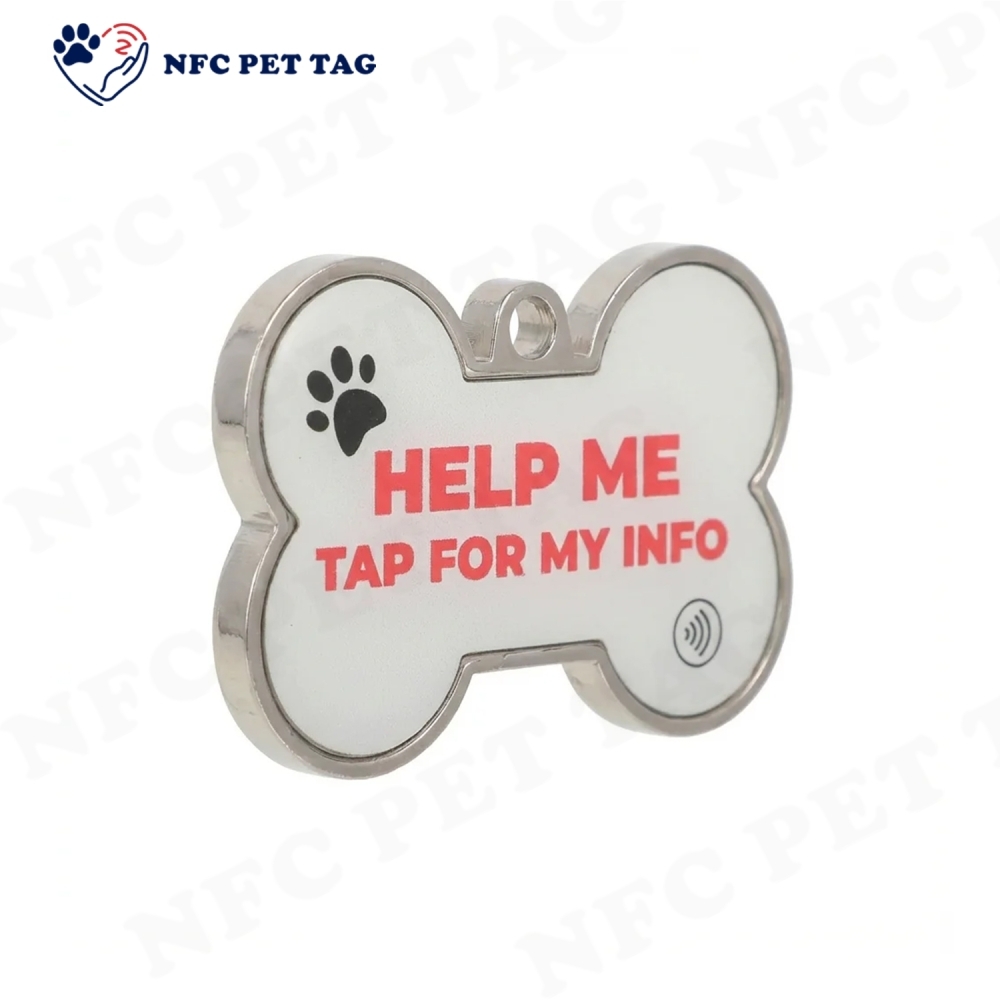 Cute Bone Shaped Metal Pet Tag Durable NFC Pet Monitoring Tag
