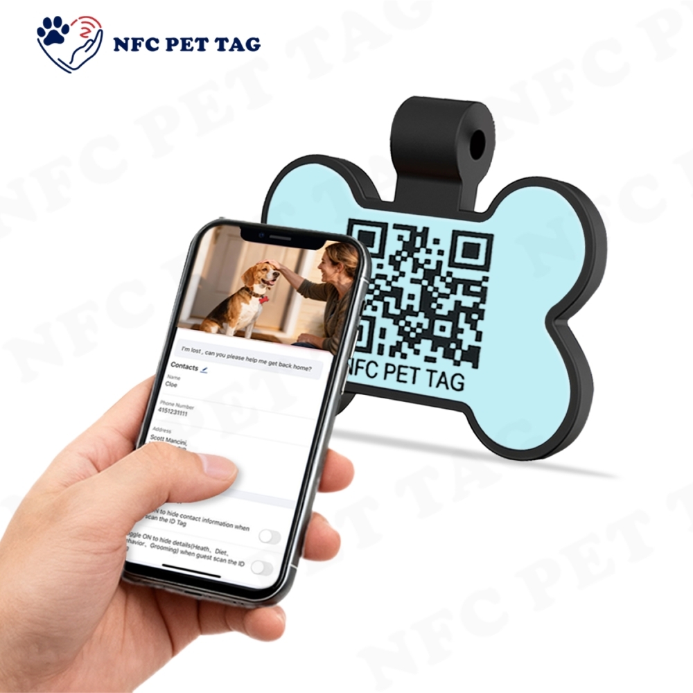 Custom QR Code Dog Name Tag Necklace RFID Tag