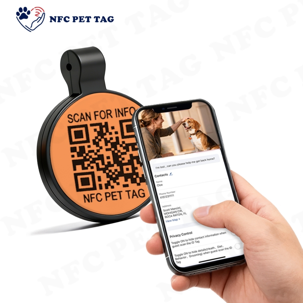 Personalized Silicone Pet Tag with QR Code & NFC Pet Tracking Solution